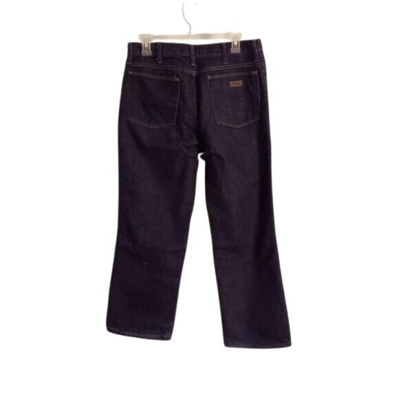 Wrangler 32 x 27 Jeans Rugged Wear Mens Dark Blue Denim Altered - Picture 12 of 13